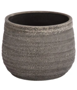 Dehner Keramik-Übertopf Yves, Bauchig, Grau