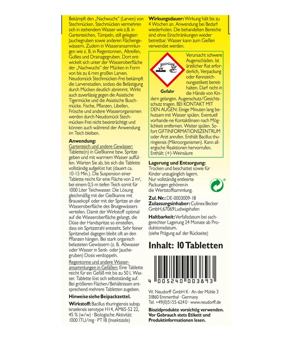 Neudorff Neudomück® Stechmücken-Frei, 10 Stk. 4 Neudorff Neudomück® Stechmücken-Frei, 10 Stk. – Bild 2