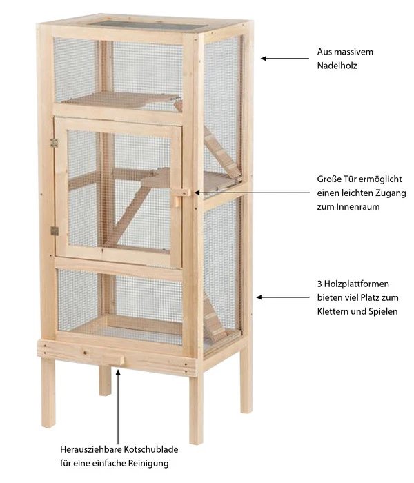Silvio Design Nagervoliere "Woody", Ca. B60/H140/T44 Cm 6 Silvio Design Nagervoliere "Woody", Ca. B60/H140/T44 Cm – Bild 4