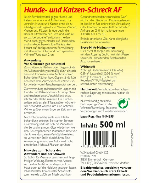 Neudorff Hunde- Und Katzen-Schreck AF, 500 Ml 4 Neudorff Hunde- Und Katzen-Schreck AF, 500 Ml – Bild 2