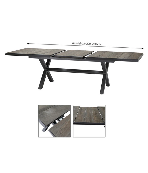 Siena Garden Ausziehtisch Sincro, Ca, 200-260/H74/T100 Cm 4 Siena Garden Ausziehtisch Sincro, Ca, 200-260/H74/T100 Cm – Bild 2