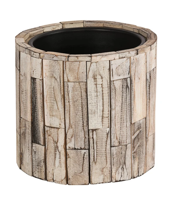 Dehner Holz-Übertopf Luna, Rund, Hellbraun 3 Dehner Holz-Übertopf Luna, Rund, Hellbraun