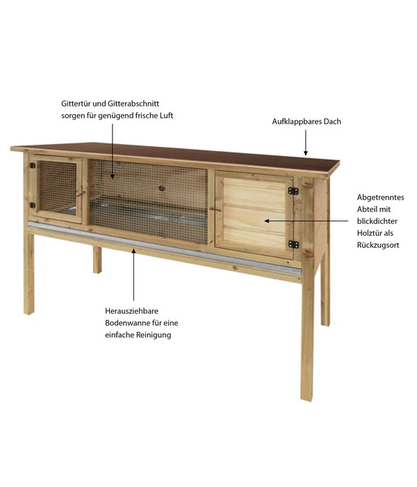 Elmato® Kaninchenstall Bavaria King 160, Ca. B157/H100/T70 Cm 4 Elmato® Kaninchenstall Bavaria King 160, Ca. B157/H100/T70 Cm – Bild 2