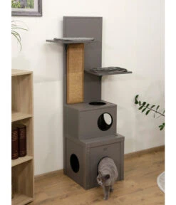 KERBL Katzenspielhaus Alex ECO, Grau, Ca. B42/H152,5/T42 Cm -Gartenbedarf Angebote 6603260 WE MO 002 ECO KatzenspielhausAlex