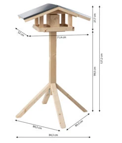 Dehner Natura Futterhaus Karwendel, Natur, Inkl. Ständer, Ca. B84,3/H127,2/T84,3 Cm -Gartenbedarf Angebote 6622898 WE BG 001 DehnerNaturaKarwendelSatteldachStaendeNaturnew
