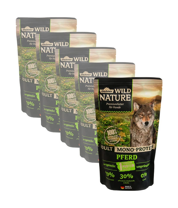 Dehner Wild Nature Nassfutter Für Hunde Mono-Protein Adult, Pferd, 5 X 500 G 3 Dehner Wild Nature Nassfutter Für Hunde Mono-Protein Adult, Pferd, 5 X 500 G