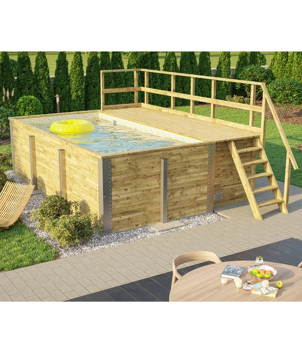 Weka Massivholzpool 595 Gr. 1, Ca. B490/H201/T315 Cm, Folie Sand/Mosaic 4 Weka Massivholzpool 595 Gr. 1, Ca. B490/H201/T315 Cm, Folie Sand/Mosaic – Bild 2