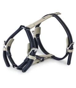 Das Lederband Hundegeschirr Style Amsterdam Navy/Grey